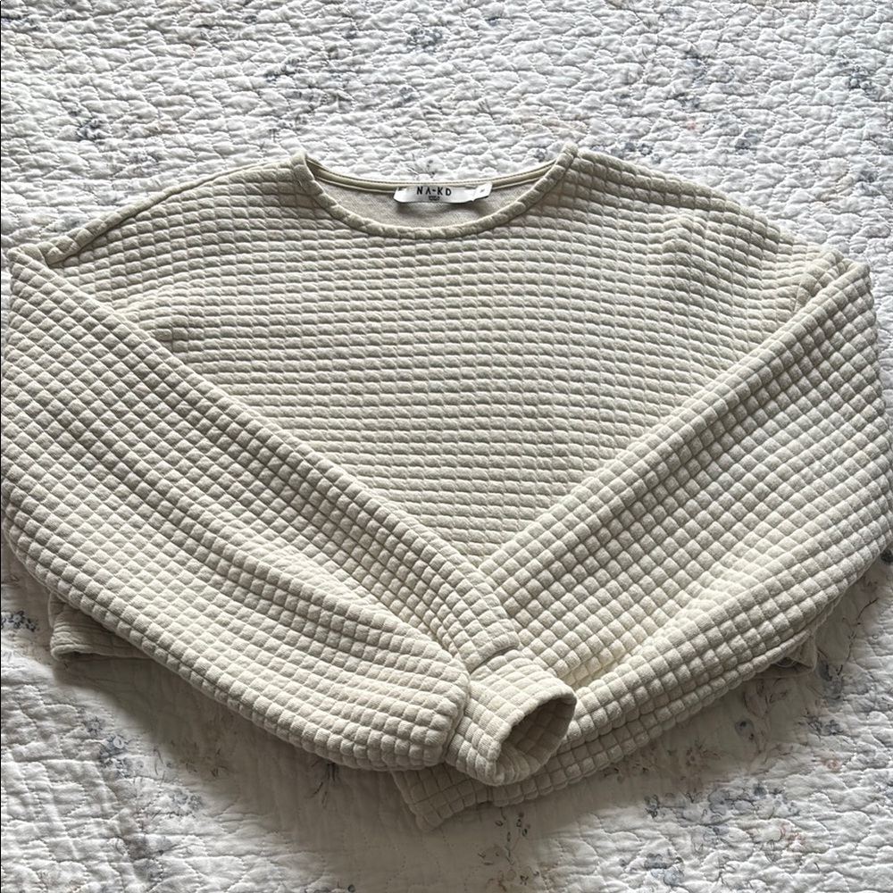 NAKD Cream Quilted Cropped Sweater
